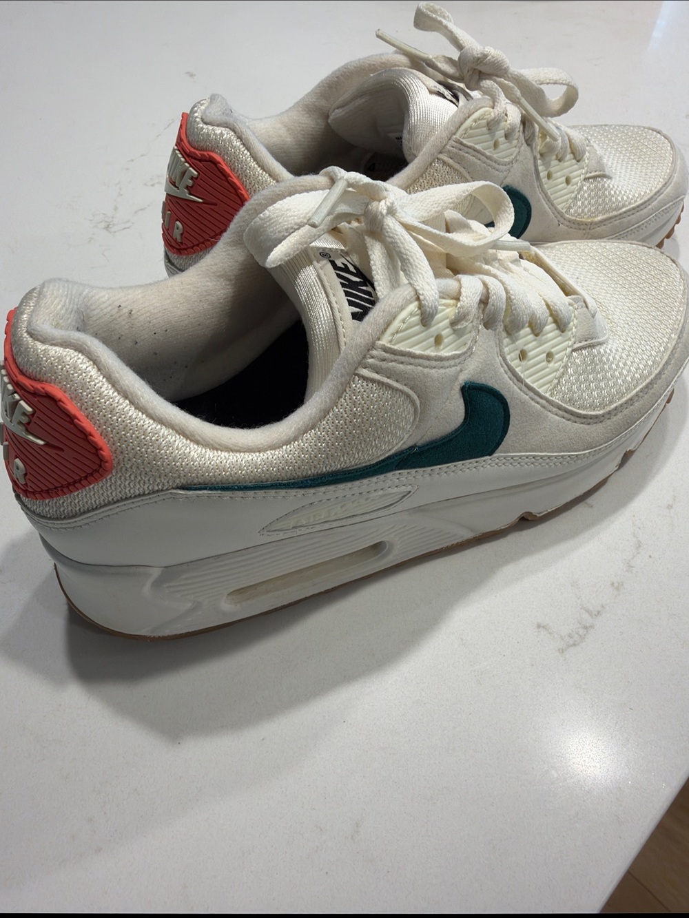 Nike Women’s Cream/Teal Athletic Sneakers with Coral Heel Accent